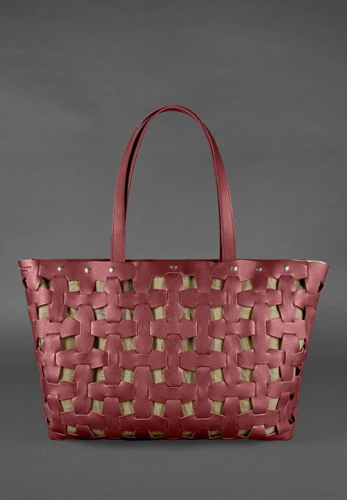 Фото Сумка Пазл XL виноград - бордова (Шкіра Krast)